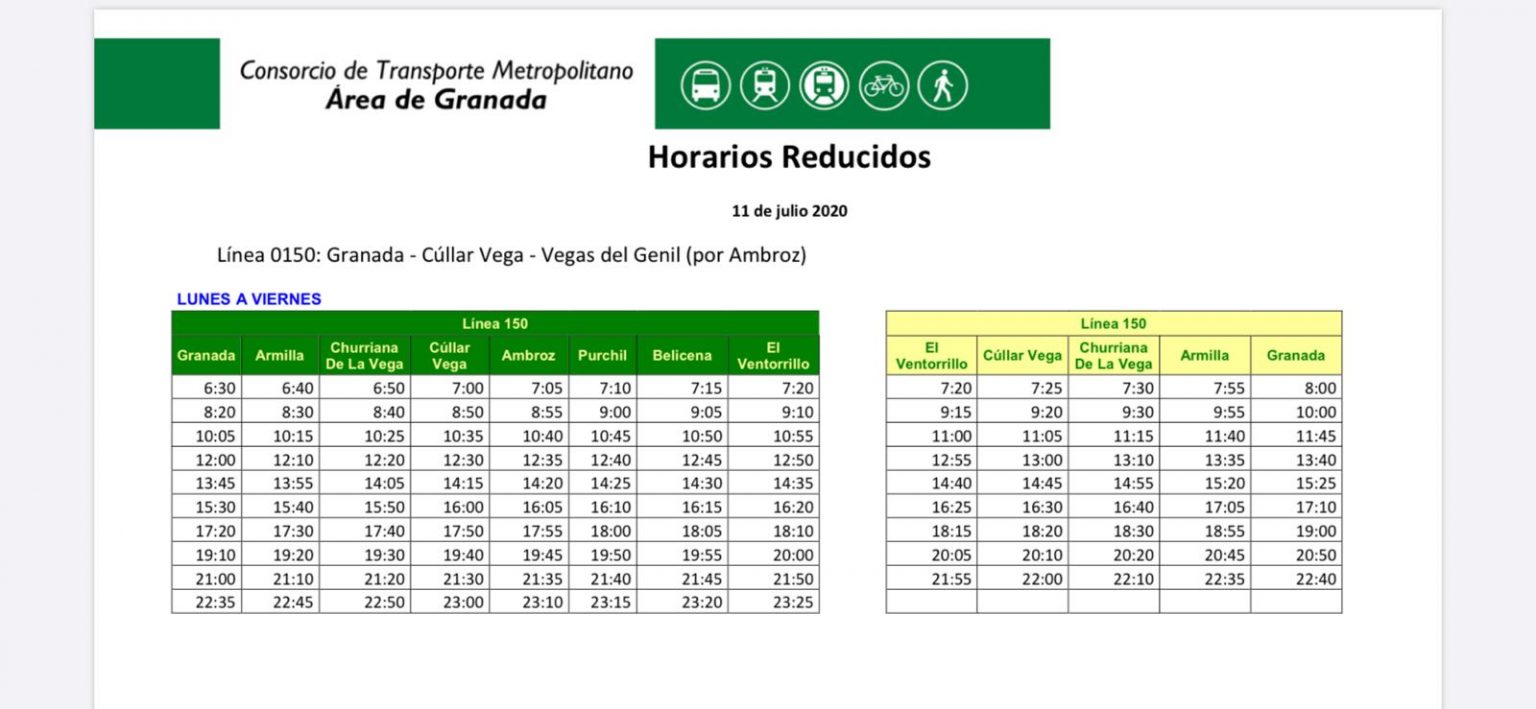 Horario de autobuses - Ayuntamiento de Vegas del Genil