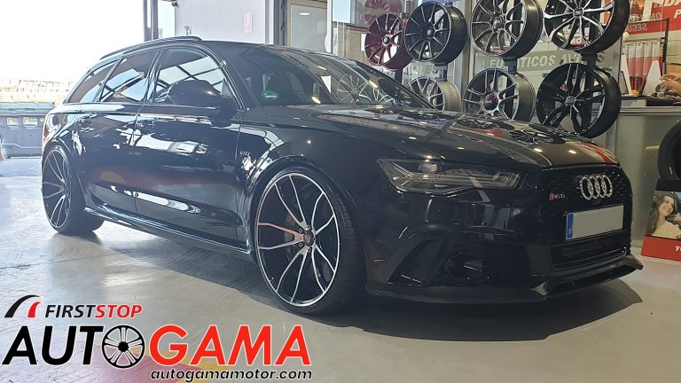 CAMBIO DE NEUMATICOS Y LLANTAS SUSPENSION Y REVISION AUDI RS6 FIRST STOP GRANADA AUTOGAMA MOTOR 1 768x432